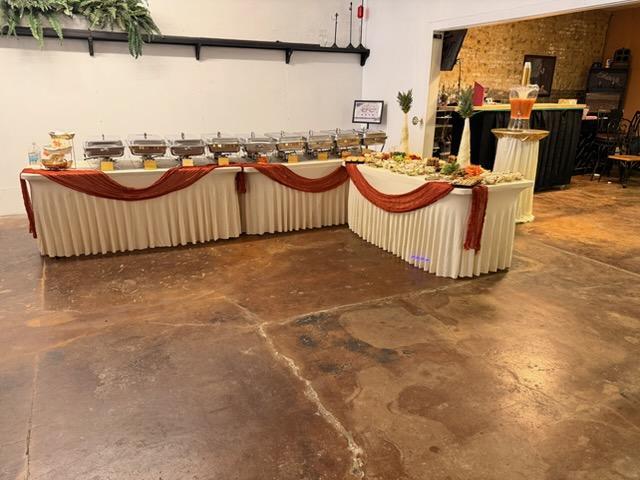 Chafing dish buffet line with appetizer table